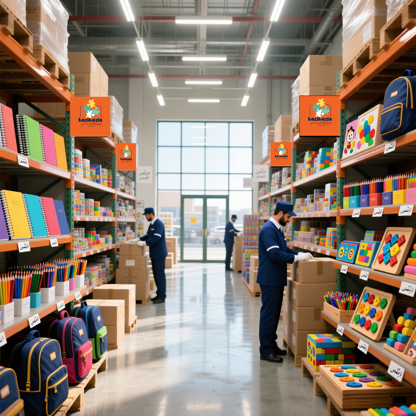 انبار فروشگاه اسباب بازی و لوازم التحریر بازی بازیا